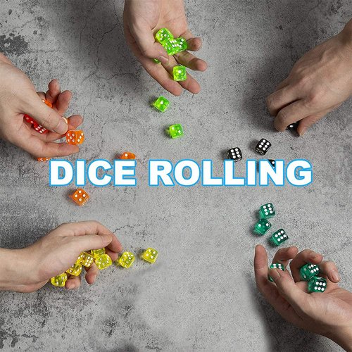 Deamos 6 Sided Dice Set 10 Colors Transparent Acrylic Dice for DND, MTG, RPG, Tenzi, Yahtze, Bunco, Table Borad Games, Math Teaching (100)