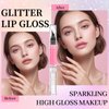 DAGEDA Glitter Lip Gloss, Long-lasting and Highly Pigmented Lip Gloss with Shimmery Finish, Sparkle Glossy Lip Stain for Women Makeup, Watery and Hydrating Shimmer Lip Oil (01 Light Pink)