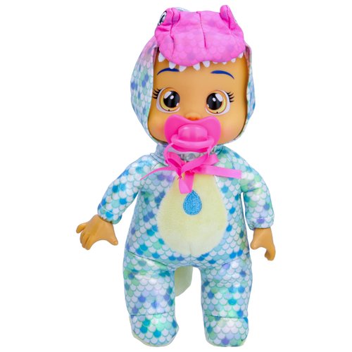 Cry Babies Tiny Cuddles Dinos Mia - 9" Baby Dolls, Cries Real Tears, Dinosaur Metallic Themed Pajamas