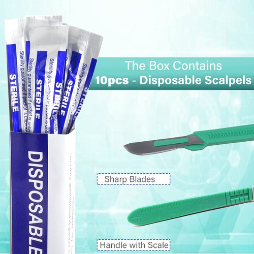 Disposable Sterile Scalpel #21, Podiatry & Professional Corn Callous Knife, Precision Carbon-Steel Blades with Plastic Handle - Individual Pouches - Podiatry Pedicure, Wart Removal & More - Box of 10