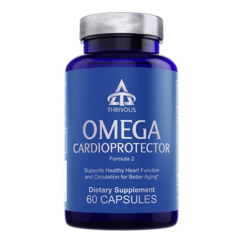 Thrivous Omega - Enhance Heart Function & Circulation - 5X Stronger Than Fish Oil - Advanced Geroprotector Supplement: Omega 3 Lysine Complex EPA DHA, Odorless Garlic, Pine Bark - 60 Capsules