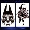 Oottati Waterproof 6 Sheets Back of Hand Fake Temporary Tattoo Stickers - Black Gothic Finger Letter Moon Sun Totem Clown Cat Horro Flower
