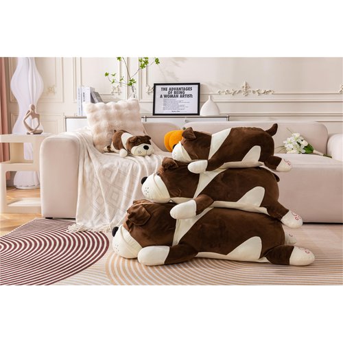 Rniuc Plush Dog Big Doll Cute Cartoon Soft Dog Big Pillow Long Throw Sleeping Pillow Doll Toy Pillow Plush Puppy Brown 17.7in/45cm