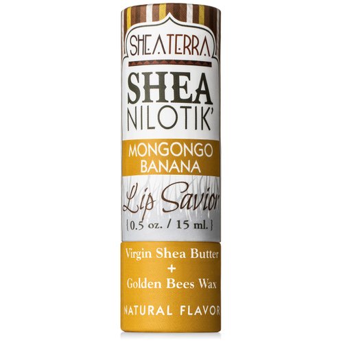 Shea Terra Organics E Lip Savior | Paraben Free Shea Butter Lip Balm - Premium Quality Natural Lip Moisturizer - Therapeutic Remedy for Dry Lips - 0.5 oz (Mongongo Banana)