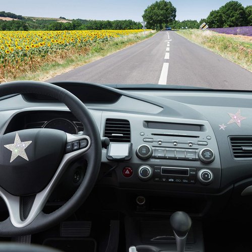 8 Pieces Crystal Car Stickers Bling Rhinestone Star Decals Self-Adhesive Car Stickers Auto Emblem Decals Stickers Decoration for Cars Bumper Window Laptops Luggage