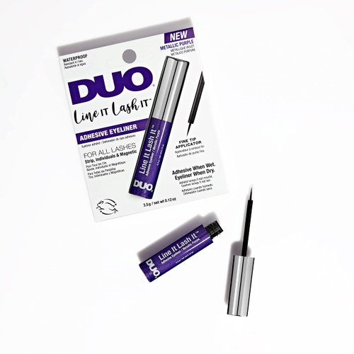 DUO Line It Lash It Adhesive Eyeliner - Metallic Purple, Waterproof, Long-Lasting Lash Glue for Strip, Individual & Magnetic Lashes, 0.12 oz, 1-pack