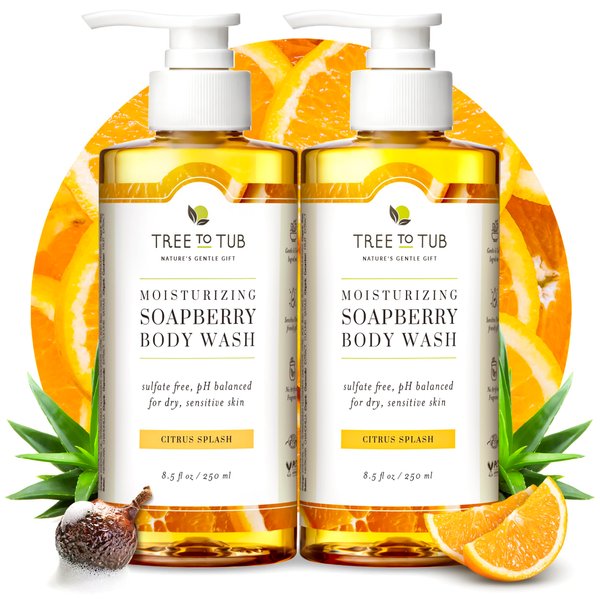 Tree to Tub Citrus Body Wash for Dry Skin & Sensitive Skin - pH Balanced Moisturizing Body Wash, Hydrating Sulfate Free Body Soap for Women & Men