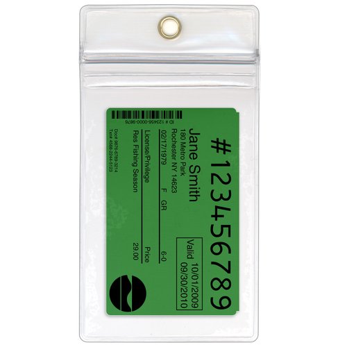 StoreSMART - 5 Pack - ID/Badge Holder - Zipper and Metal Grommet - Clear Plastic - Open Short Vertical - R3578ZIPS-5