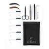 Eyebrow Stamp Stencil Kit w/Free Eyebrow Shaping Tweezer, Spoolie and Scissors Included| Perfect Eyebrow Stencil Kit for One Step Eyebrow Shaping | Waterproof and Long Lasting Powder Finish (Black)