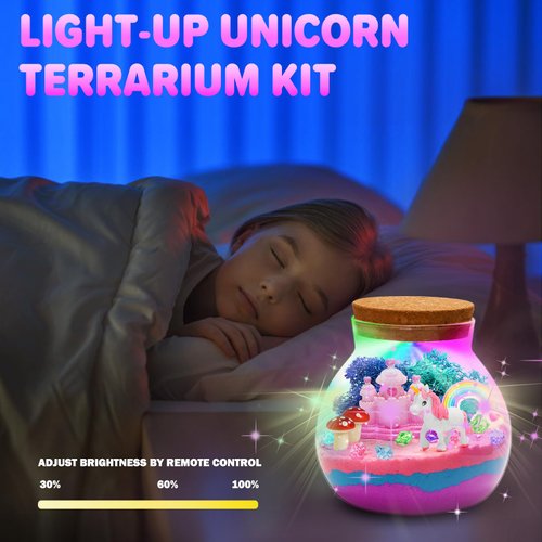 Jumlys Light Up Unicorn Terrarium Kit for Girls, Unicorn Toys for Kids Ages 4, 5, 6, 7, 8-12 Years Old, DIY Unicorn Art and Crafts Kit, Ideal Christmas, Birthday Gifts for Kids 4-6, 6-8, 8-12