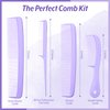 Mars Wellness 4 Piece Professional Comb Set Lavender - USA MADE - Fine Pro Tail Combs, Dresser Hair Comb Styling Comb - Premium Grade for Men and Women - Parting Teasing and Styling - Lavender