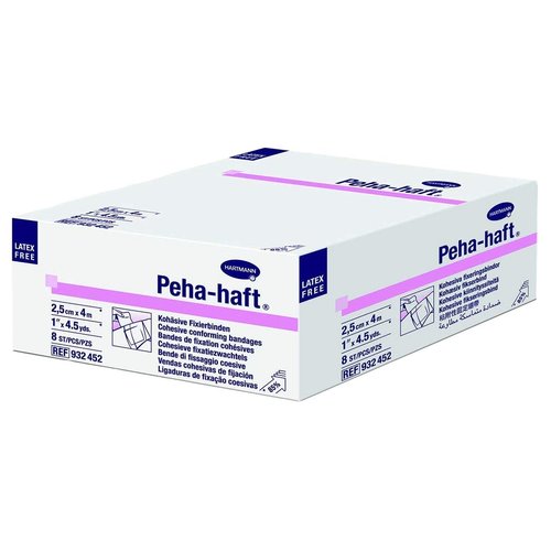 Hartmann 932452 PEHA-Haft Cohesive Conforming Gauze Bandage, 13.5' Length, 1" Width (Pack of 8)