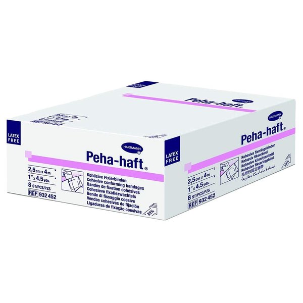 Hartmann 932452 PEHA-Haft Cohesive Conforming Gauze Bandage, 13.5' Length, 1" Width (Pack of 8)