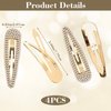HINZIC 4Pcs 3 Inch Rhinestone Snap Hair Clips No Slip Water Drop Gold Barrettes Metal Wedding Prom Valentines Dance Party Hair Pins Sparkly Accessories for Women Girls Thick Thin Hair