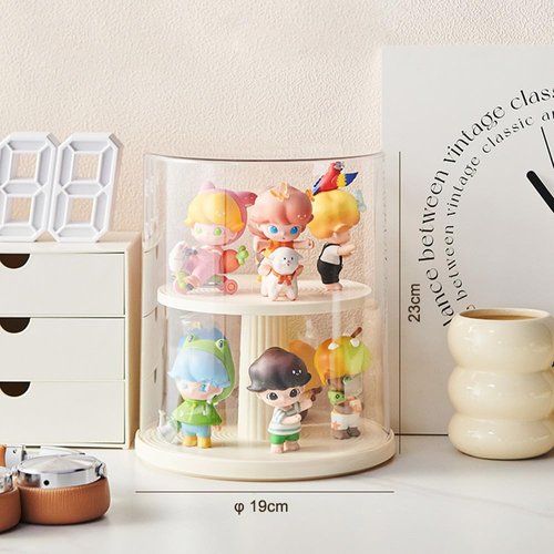 AOWIS Transparent Doll Display Box, Stackable Doll Blind Box, Doll Display Stand for Pop Mart Lego Collectibles Action, Dust-Proof, All-Round Display of Dolls Lego (Bilayer)