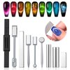 SAVILAND Cat Eye Magnetic for Nail: 9PCS Cat Eye Gel Nail Polish Magnet Tools Set Strong Suction Nail Magnet Nails Square Round Magnet Stick Diverse Cat Eye Effect Double Ended Nail Salon Art Tools