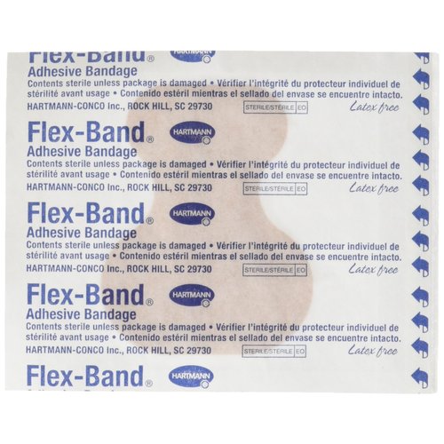 Flex-Band Fabric Adhesive Bandages, Fingertip, 2" x 2 1/2" , 50