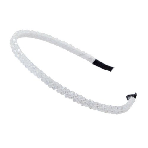 AKOAK Fashion Super Shiny Women Two Rows White Crystal Beads Headband Girls Headwear Rhinestone Beaded Hair Band Hair Accessories