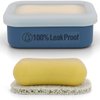AIMAIAIMAI Compact Leakproof Travel Soap Case, Silicone Travel Soap Container, Portable Soap Box with Drainage Layer, Shatterproof Soap Holder for Bathroom, Gym (Blue)