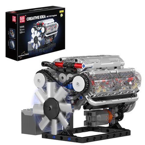 Mould King Visible V-8 Engine Building Blocks V8 Motor Model Building Toys, V8 Combustion Engine Building Sets, Creative STEM Toys Engine Building Kit for Adults Kids 14+(535PCS)