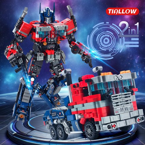 TIALLOW Transform Sets Robot Building Block Toys，2-in-1 Transforming Mech Truck Building kit，Christmas Birthday Gift for Adults Boys Age 8-12 (Blue)