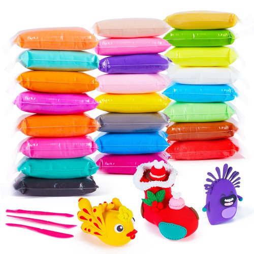 EDIFON Air Dry Clay, 24 Colors Modeling Clay Magic Clay with Sculpting Tools, Non-Toxic Self Drying Soft Clay for Kids and Adults, Gift for Boys and Girls