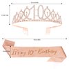 Rose Gold 10th Birthday Sash and Tiara for Girls, 10th Birthday Decorations for Girls, 10th Birthday Crown and Sash Set, Happy 10th Birthday Decorations, 10th Birthday Gifts for Girls