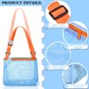 PLACHIDAY Beach Toy Mesh Beach Bag, Kids Beach Sand Toy Seashell Bag with Adjustable Shoulder Straps, Kids Shells Bags for Picking Up Shells Beach Sand Toys for Boys and Girls (Blue)