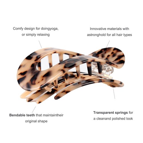 Flat Hair Clips For Women,Flat Claw Clips- Strong Grip Comfortable Flat Round Hair Clip Curved Flat Clips For All Hair