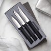 Rada Cutlery Paring Knife Set 3 Knives Blades Stainless Steel Resin Made in The USA, 2-1/2”, 3-1/4”, Black Handle