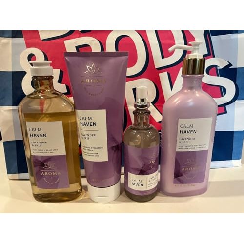 Aromatherapy CALM HAVEN LAVENDER IRIS Lotion Cream Body Wash Mist X4 set