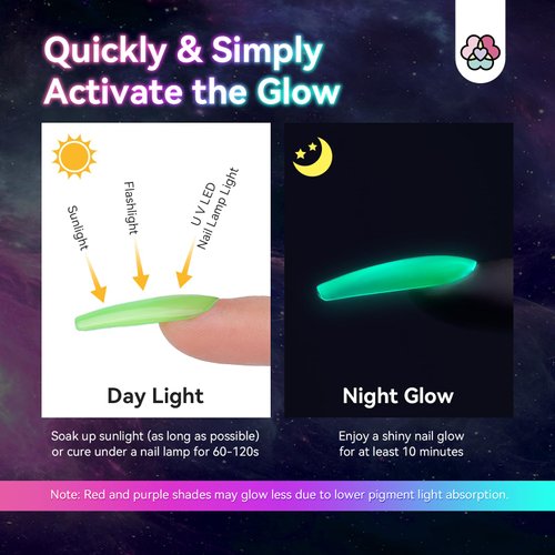 SAVILAND Glows in the Dark Nail Polish Set: 12 Colors Luminous Neon Vegan Nail Polish Kit with Base-Top Coat, Glow Effect Regular Nail Polish Quick Dry for Finger Toe Salon Home DIY Nail Art Beginner