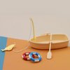 Ciieeo 1 Set of Miniature Boat Figure Plastic Fishing Boat Swimming Ring Chinese Style Boat Model Ocean Beach Fairy Garden Micro Landscape Dollhouse Ornament