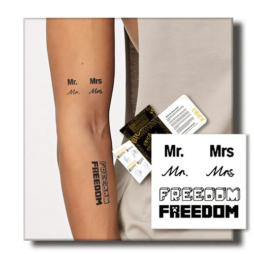 UBICA Temporary Tattoos Adult, 2 Sheets Fake Tattoos, Realistic And Long-Lasting Non-Reflective, Waterproof For 1-2 Weeks, The Mark of Freedom Tattoo 3x3in