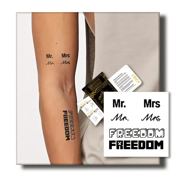 UBICA Temporary Tattoos Adult, 2 Sheets Fake Tattoos, Realistic And Long-Lasting Non-Reflective, Waterproof For 1-2 Weeks, The Mark of Freedom Tattoo 3x3in