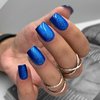 Royal Blue Glitter Press on Nails Short Nails Glue On,KQueenest Iridescent Shimmer Acrylic Fake Nails with Salon UV Finish,Sparkling Gel Nails Press ons Petite,Glossy Flash Stick on Nails Short False Nails with Designs for Home Manicure in 24 PCS