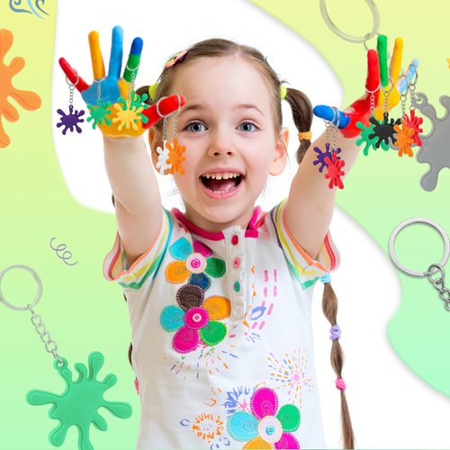 Taiyin Paint Splatter Keychains Art Party Favors Art Paint Party Decorations Art Party Keychains for Adults Gifts Art Themed Birthday Party Supplies Decorations(24 Pcs)