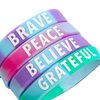 Juvale 36 Pack Inspirational Rubber Bracelets, Motivational Silicone Wristbands, Tie Dye Party Favors for Kids and Adults