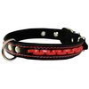 Red on Black Genuine Leather Braided Dog Collar 20"x1", Fits 14"-18" Neck