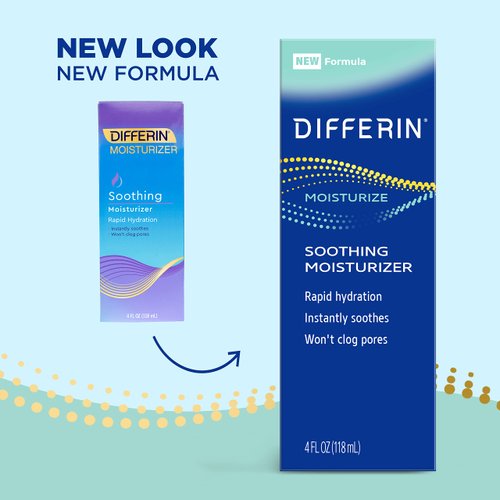 Differin Face Moisturizer, Soothing Lotion for Face and Body, Gentle Skin Care for Acne Prone Sensitive Skin, 4 oz (Packaging May Vary)