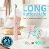 7AM2M Sonic Electric Toothbrush for Adults and Kids, with 6 Brush Heads, 5 Modes with 2 Minutes Build in Smart Timer, Roman Column Handle Design (Pink, 1 Count (Pack of 1))