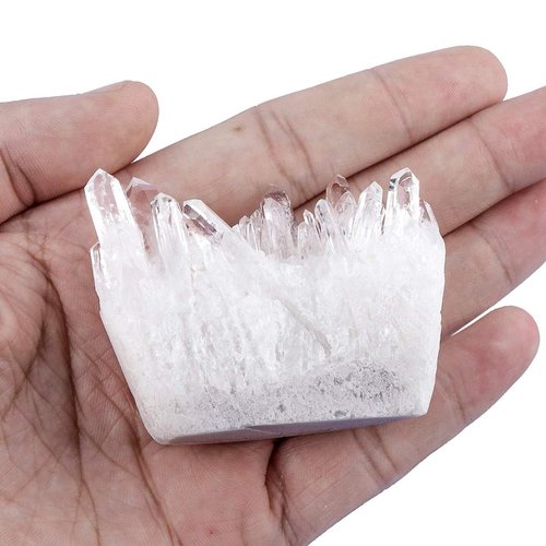 SUNYIK Natural Rock Clear Quartz Cluster, Druzy Geode Specimen Gemstone Sculpture Sphere(0.1-0.2lb)