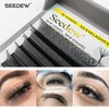 SEEDEW 5D Lash Extensions, 0.07mm D Curl 13mm 12 Rows/Tray, W Shape Flat Stem, Korean PBT Volume False Eyelashes Grafting for Beginner Artist, Lash Tech, Beauty Salon(5D-Matte Black-0.07-D-13mm)