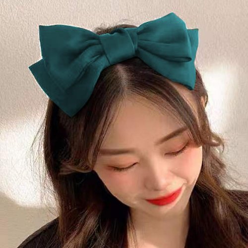 Green Bow Headband Women Satin Bow Headband for Girls Green Bow Hair Accessories Silk Headbands with Bow Ribbon Hair Hoop for Women Green Bowknot Headband Headwear Bow Hair Band