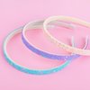 WLLHYF Glitter Headband, Plastic Cute Sparkly Non Slip Head Bands with Teeth, Colorful Confetti Rainbow Bling Sweet Hard Hairbands, Little Girl Hair Accessories (3, Pink + Blue + Purple)
