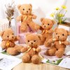 5 Pcs Bears Stuffed Animal Soft Plush Toys 12 Inches Cute Bear Small Shaggy Bear with Hoodie Bow Tie for Kids Boys Girls Baby Shower Birthday Party (Light Brown, Bow Tie Style)