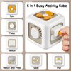 Ponpon Busy Cube for Toddlers, 6 in 1 Activity Cube for Children, Montessori Toys for Toddlers for Fine Motor Skill Learning, Educational Birthday Gifts for Boys and Girls