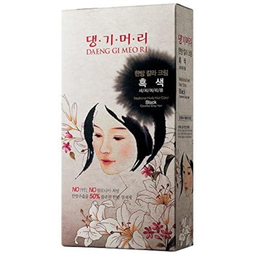 Daeng Gi Meo Ri – Korean Herbal Hair Dye Color Cream [Black] - PPD-Free Gray Coverage, Hair Protection, High-Keratin Formula, 5 Oz