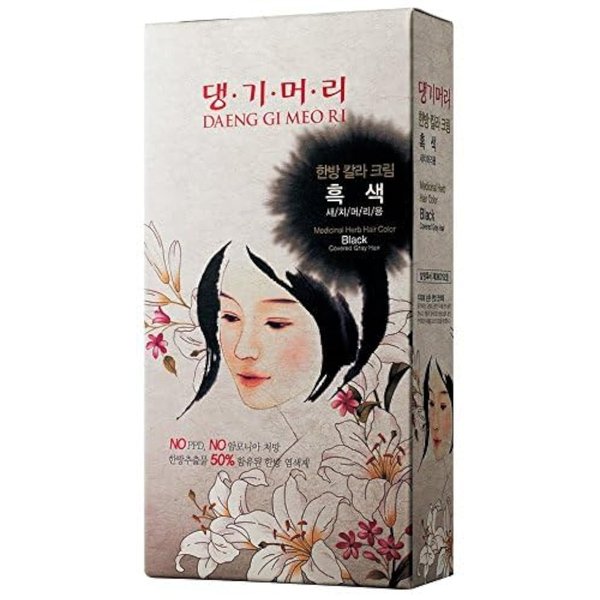 Daeng Gi Meo Ri – Korean Herbal Hair Dye Color Cream [Black] - PPD-Free Gray Coverage, Hair Protection, High-Keratin Formula, 5 Oz