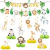 19pcs Wild one Birthday Party Supplies,Wild one Banner,Wild one animal Hanging CutoutsHanging Swirl,Wild one Birthday Honeycomb Centerpieces Jungle Animal Birthday Decorations set